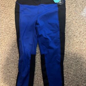 LuLaRoe rise Fearless capri Blue and Black Leggings